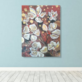 Weißkirsche blüht im Hintergrund Leinwanddruck