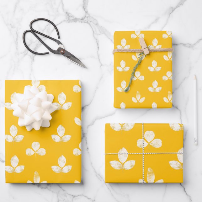 Weißklee Golden Gelb Geschenkpapier Set (Vorderseite)
