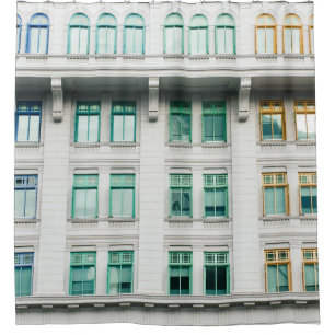 WEISSKONKRETES GEBÄUDE-3 DUSCHVORHANG