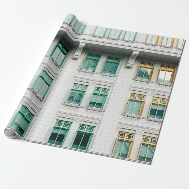 WEISSKONKRETES GEBÄUDE-3 GESCHENKPAPIER (Ungerollt)