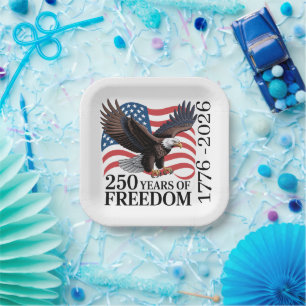 Weißkopfseeadler Amerikanische Flagge 250 Jahre Fr Pappteller