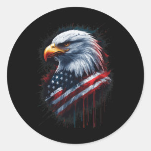 Weißkopfseeadler Amerikanische Flagge 4. Juli Patr Runder Aufkleber