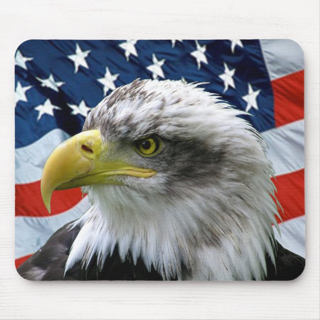 Weißkopfseeadler-amerikanische Flagge Mousepad (Vorne)