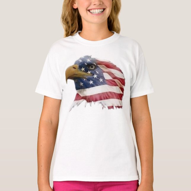 Weißkopfseeadler-amerikanische Flagge T-Shirt (Vorderseite)