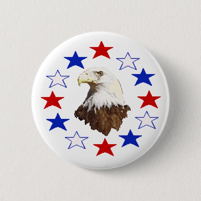 Weißkopfseeadler-amerikanischer Stern Button (Vorderseite)