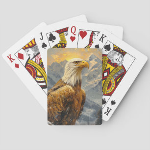 Weißkopfseeadler Aquarell Berge Spielkarten