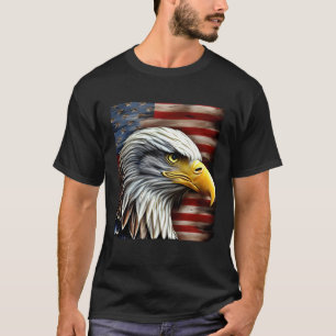 Weißkopfseeadler Auf Amerikanischer Flagge 4. Juli T-Shirt