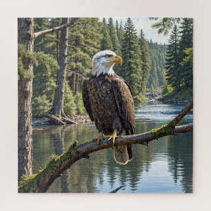 Weißkopfseeadler auf einem Flussbaumzweig sitzend