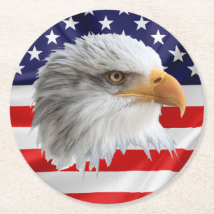 Weißkopfseeadler einzigartiges patriotisches Gesch Runder Pappuntersetzer
