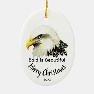 Weißkopfseeadler Eule Weiß ist schön Weihnachten Keramik Ornament