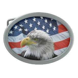 Weißkopfseeadler-Flagge-patriotische Ovale Gürtelschnalle