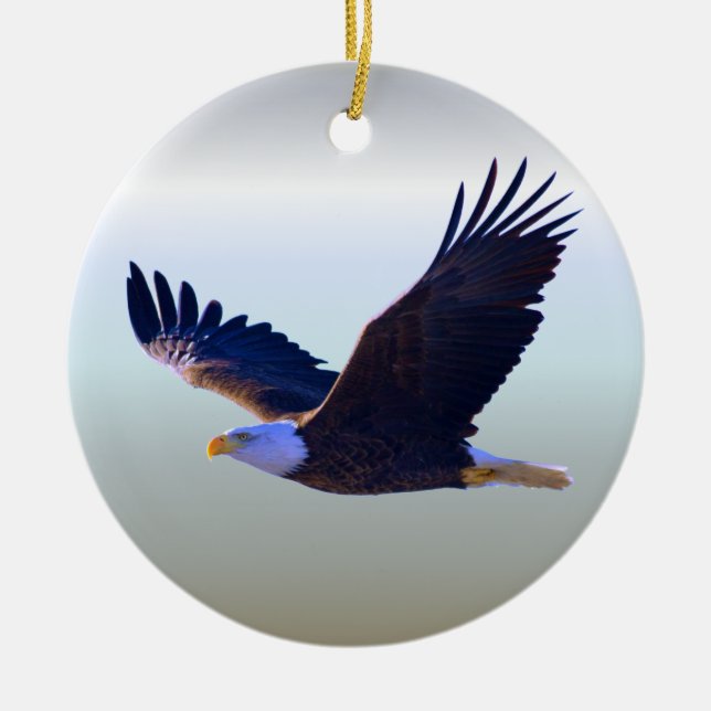 Weißkopfseeadler-Fliegen Keramik Ornament (Vorne)