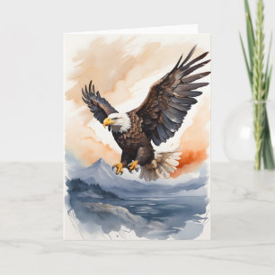 Weißkopfseeadler fliegt über dem Ozean Leer Karte