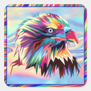 Weißkopfseeadler Geometrisches Prismatisches Desig Quadratischer Aufkleber