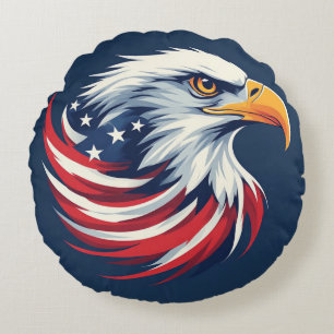 Weißkopfseeadler-Geschenk für ihn – USA-patriotisc Rundes Kissen