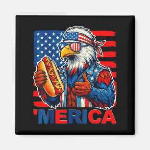 Weißkopfseeadler Hotdog amerikanische Flagge lusti Magnet