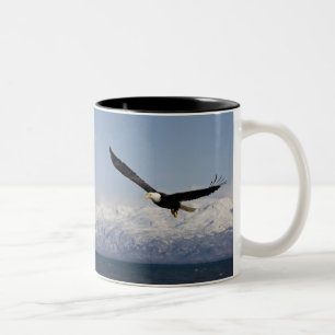 Weißkopfseeadler im Flug, Haliaeetus leucocephalus Zweifarbige Tasse