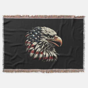 Weißkopfseeadler Kopf Amerikanische Flagge USA Pat Decke