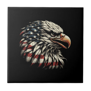 Weißkopfseeadler Kopf Amerikanische Flagge USA Pat Fliese