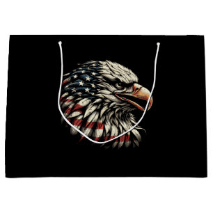 Weißkopfseeadler Kopf Amerikanische Flagge USA Pat Große Geschenktüte