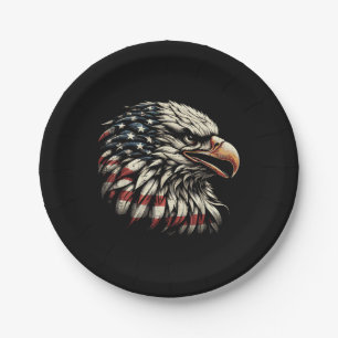 Weißkopfseeadler Kopf Amerikanische Flagge USA Pat Pappteller