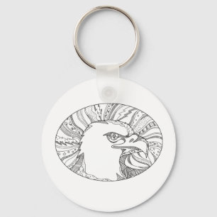 Weißkopfseeadler-Kopf-Gekritzel-Kunst Schlüsselanhänger