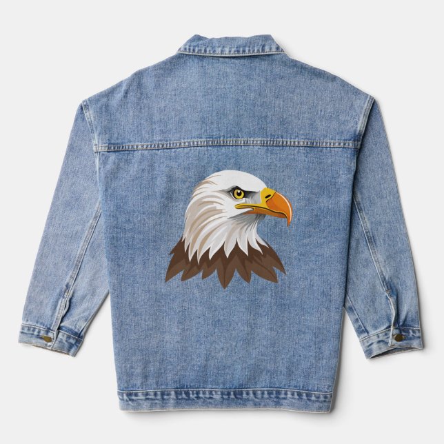 Weißkopfseeadler Kopf Jeansjacke (Rückseite)
