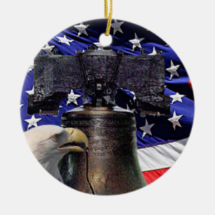 Weisskopfseeadler, Liberty Bell und Flagge Keramikornament