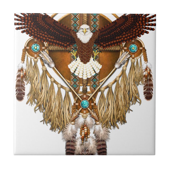 Weißkopfseeadler-Mandala - verbessert Fliese (Vorderseite)