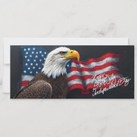 Weißkopfseeadler mit amerikanischer Flagge 4. Juli