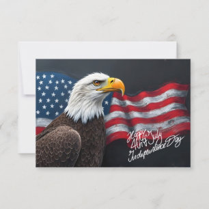 Weißkopfseeadler mit amerikanischer Flagge 4. Juli