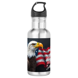 Weißkopfseeadler mit amerikanischer Flagge 4. Juli Edelstahlflasche