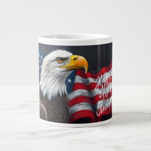 Weißkopfseeadler mit amerikanischer Flagge 4. Juli Jumbo-Tasse