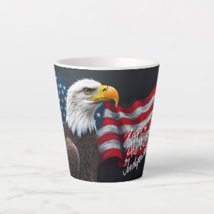 Weißkopfseeadler mit amerikanischer Flagge 4. Juli Milchtasse