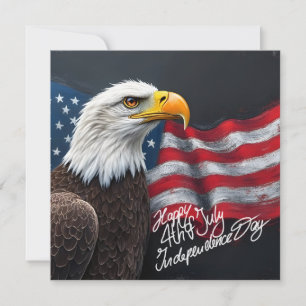 Weißkopfseeadler mit amerikanischer Flagge 4. Juli Mitteilungskarte