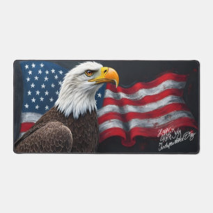 Weißkopfseeadler mit amerikanischer Flagge 4. Juli Schreibtischunterlage