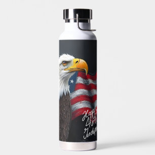 Weißkopfseeadler mit amerikanischer Flagge 4. Juli Trinkflasche
