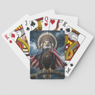 Weißkopfseeadler mit amerikanischer Flagge Spielkarten