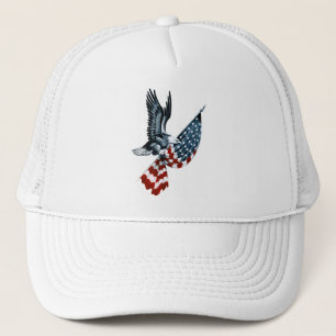 Weißkopfseeadler mit amerikanischer Flagge Truckerkappe