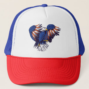 Weißkopfseeadler mit den Farben der USA-Flagge Truckerkappe