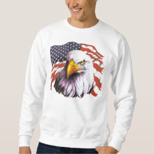 Weißkopfseeadler mit einem Riss - USA-Flagge im Sweatshirt