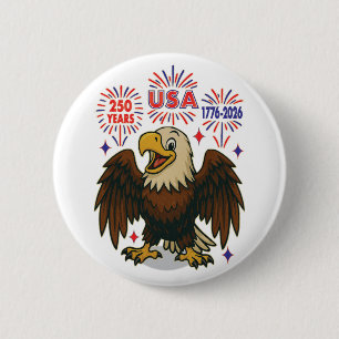 Weißkopfseeadler mit Feuerwerk – USA 250 Jahre 177 Button
