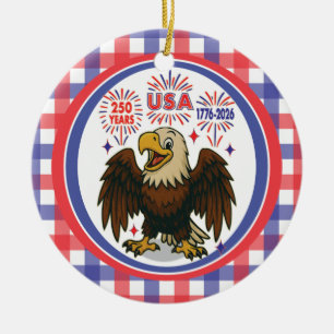 Weißkopfseeadler mit Feuerwerk – USA 250 Jahre 177 Keramik Ornament