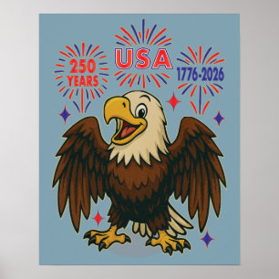 Weißkopfseeadler mit Feuerwerk – USA 250 Jahre 177 Poster