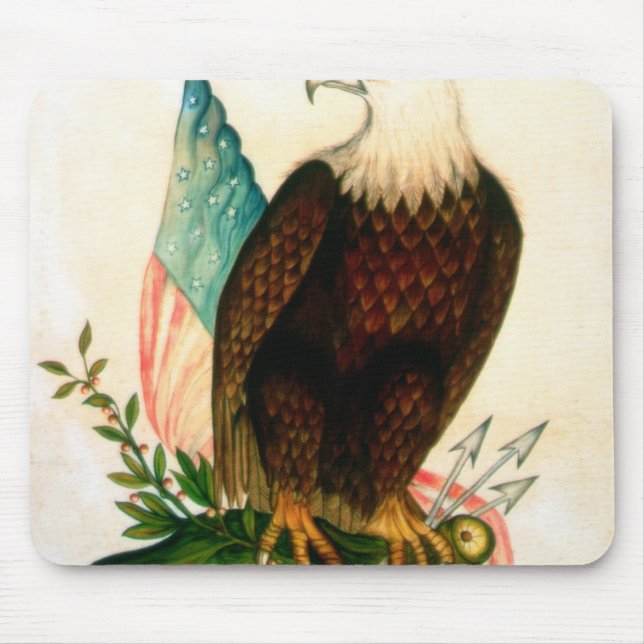 Weißkopfseeadler mit Flagge Mousepad (Vorne)
