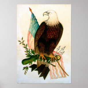 Weißkopfseeadler mit Flagge Poster