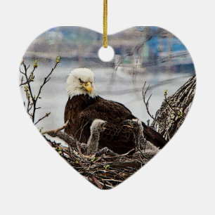 Weißkopfseeadler mit Jungtieren Keramikornament