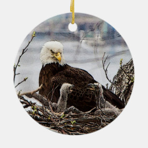 Weißkopfseeadler mit Jungtieren Keramikornament