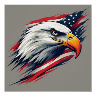 Weißkopfseeadler mit patriotischer amerikanischer poster