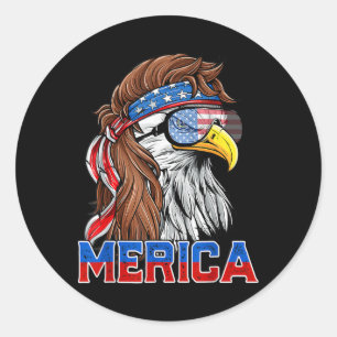 Weißkopfseeadler-Mullet-Merica-Amerikanische-Flagg Runder Aufkleber